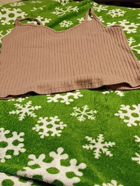 Old Navy Ribbed Cropped Cami in Taupe Brown